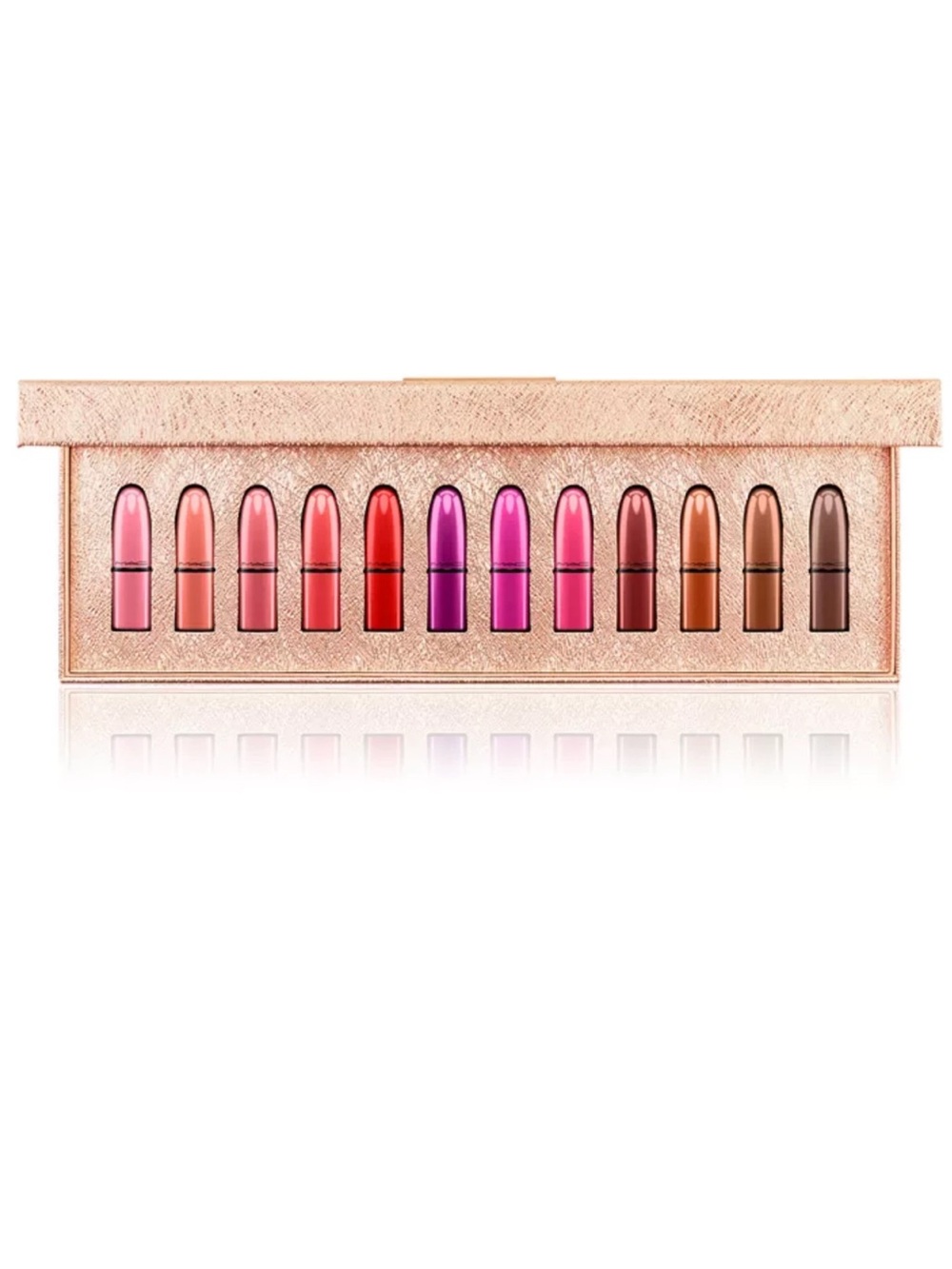 MAC Cosmetics Snow Ball mini lipstick kit with 12pc box, rose gold band